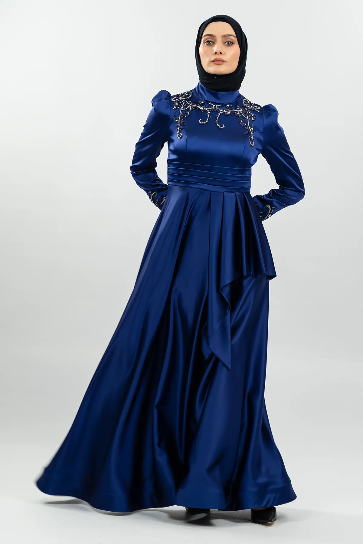 New Sax Color Evening Dress-detail