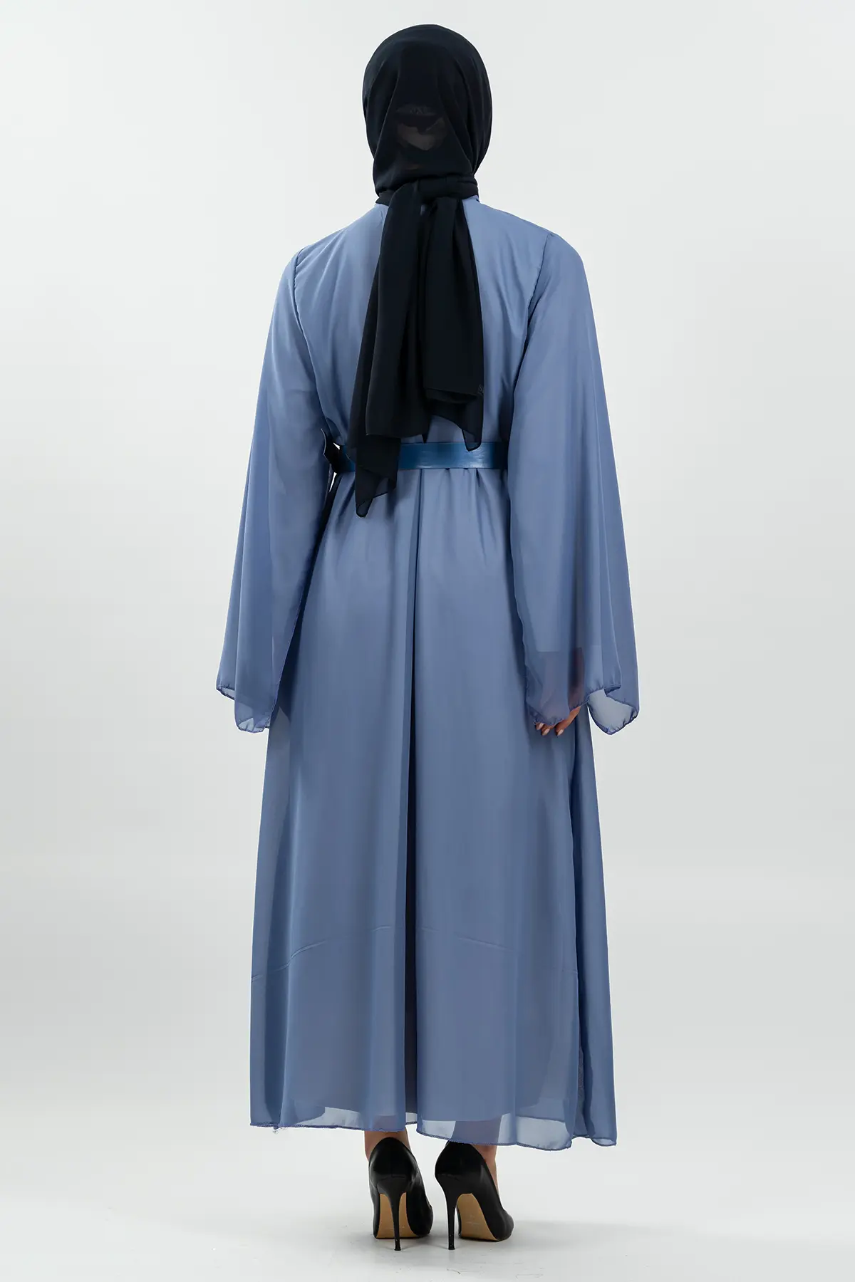 New Season Bat Sleeve Blue Hijab Dress-detail