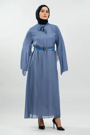 New Season Bat Sleeve Blue Hijab Dress