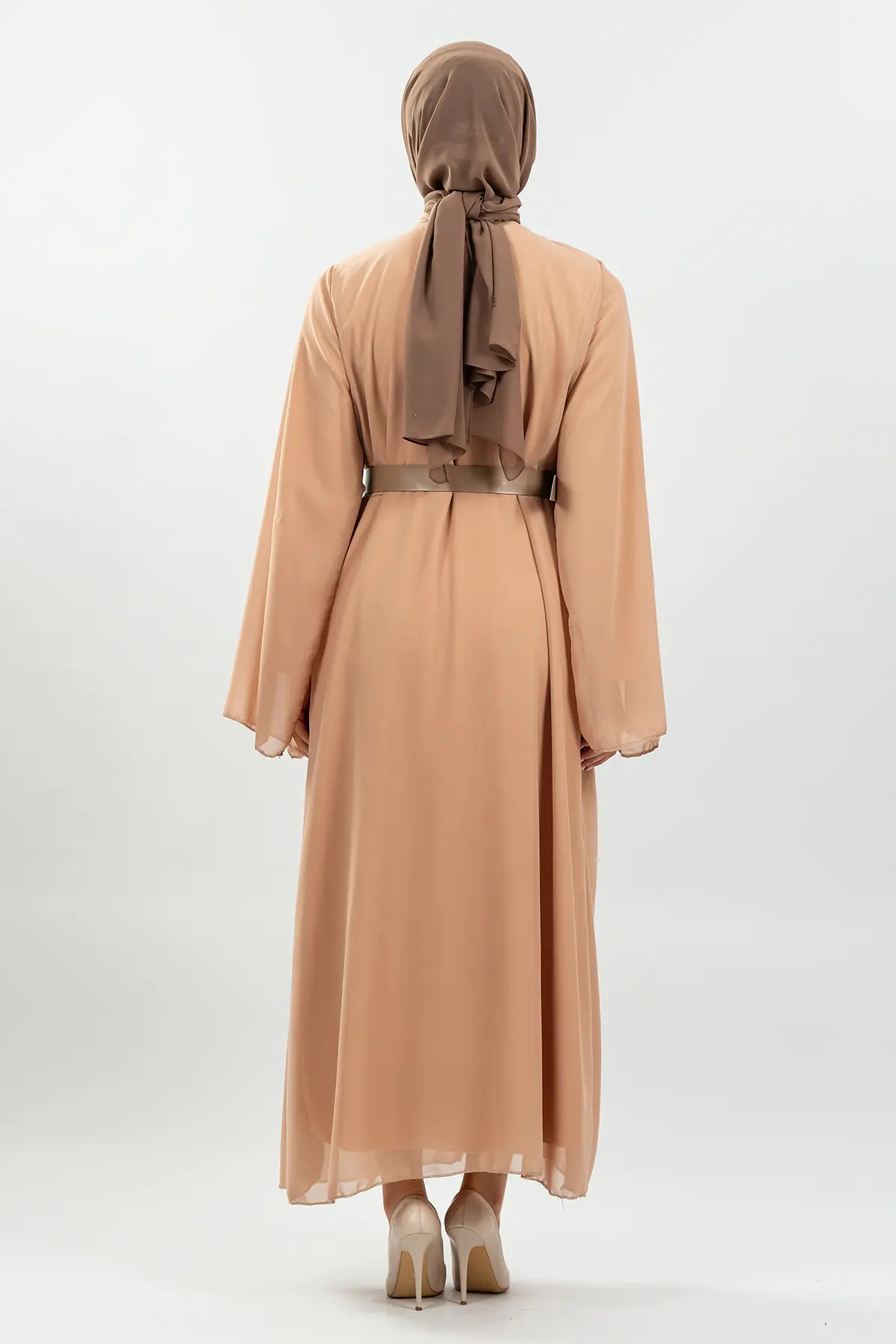 New Season Bat Sleeve Brown Hijab Dress-detail