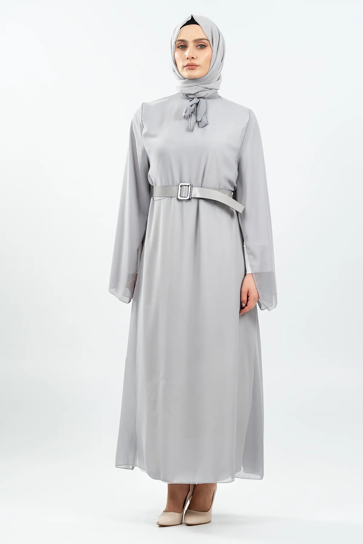 New Season Bat Sleeve Grey Hijab Dress-detail