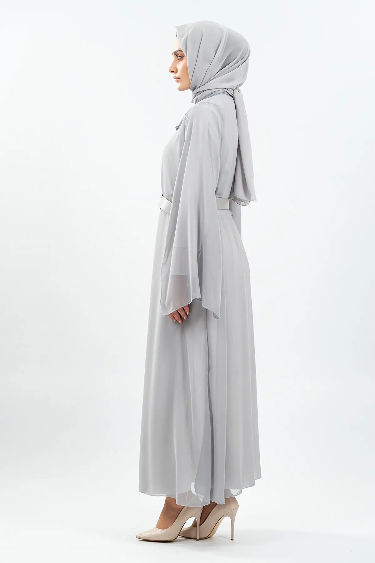 New Season Bat Sleeve Grey Hijab Dress-detail