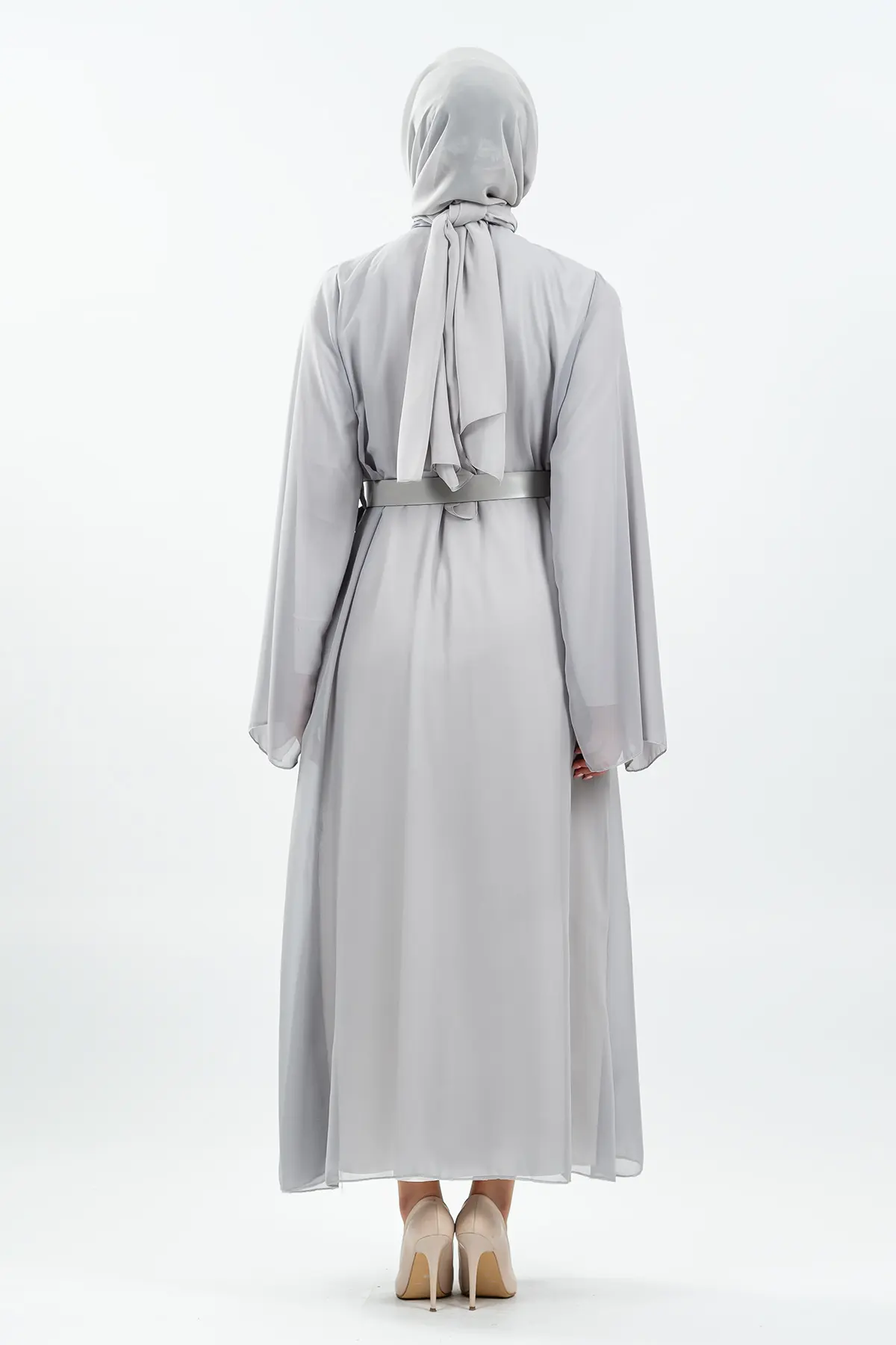 New Season Bat Sleeve Grey Hijab Dress-detail