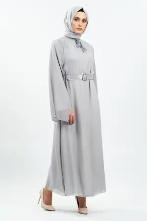 New Season Bat Sleeve Grey Hijab Dress