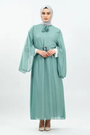 New Season Bat Sleeve Mint Hijab Dress