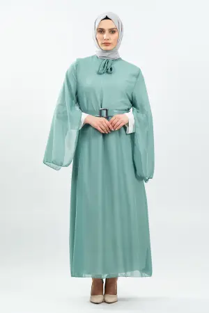 New Season Bat Sleeve Mint Hijab Dress
