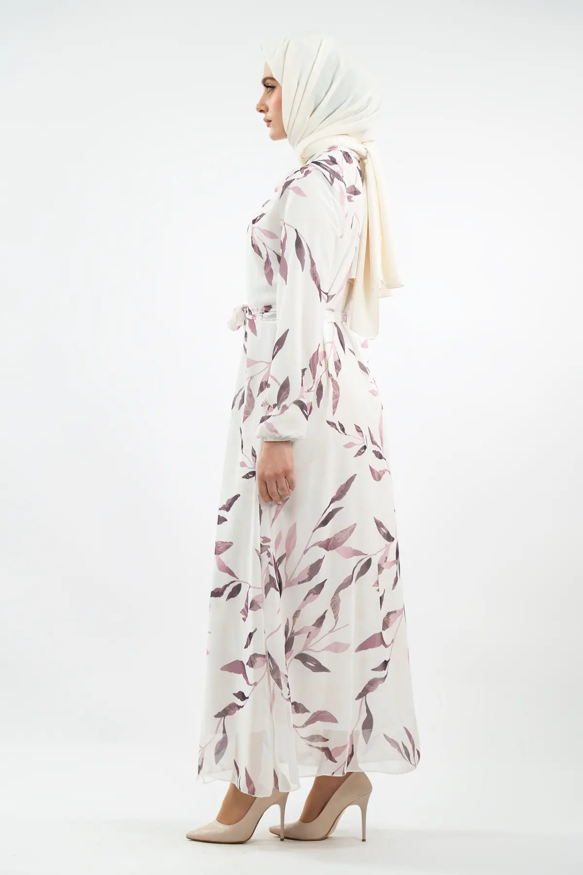 New Season Floral Patterned Hijab Dress-detail