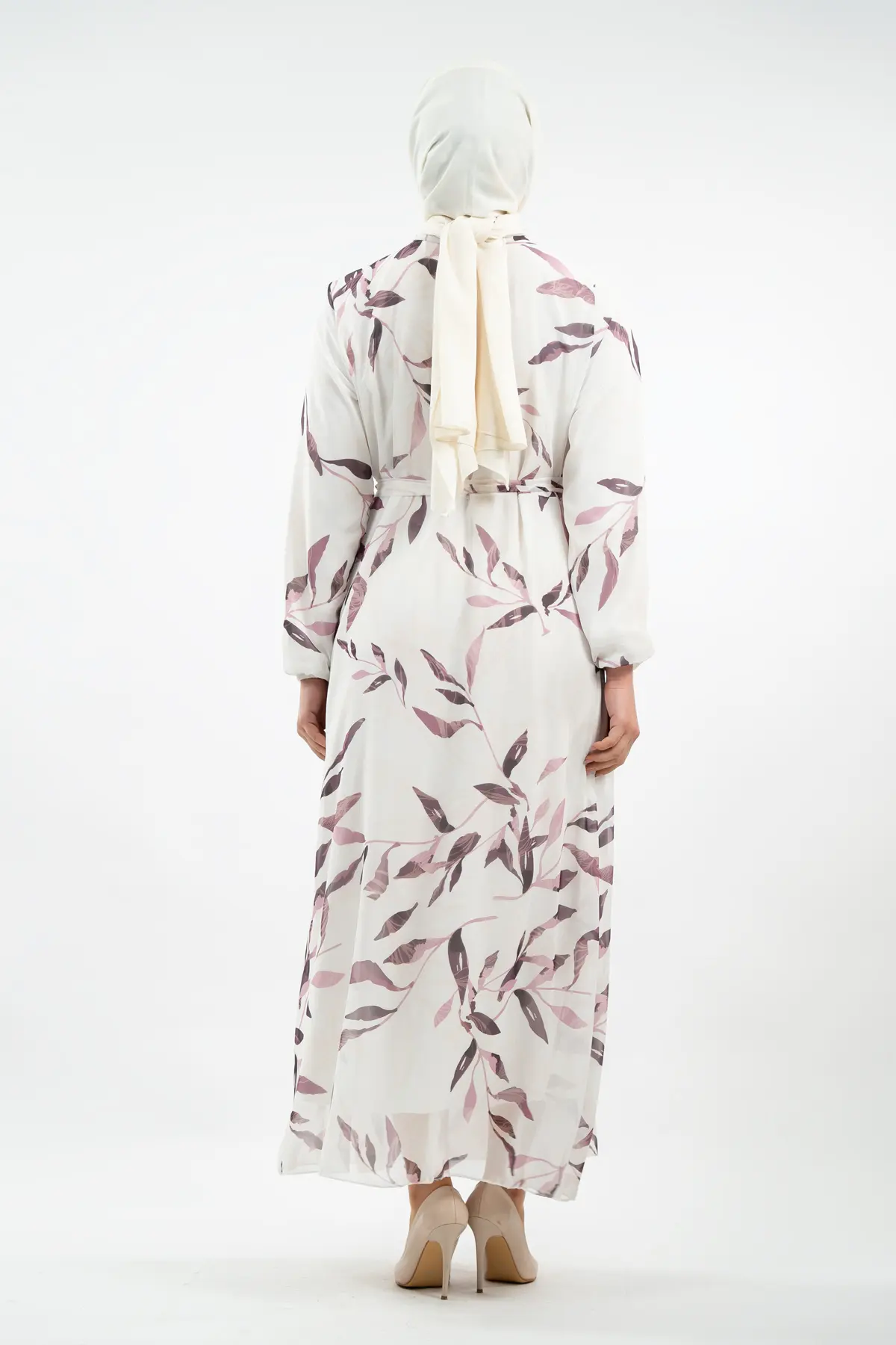 New Season Floral Patterned Hijab Dress-detail