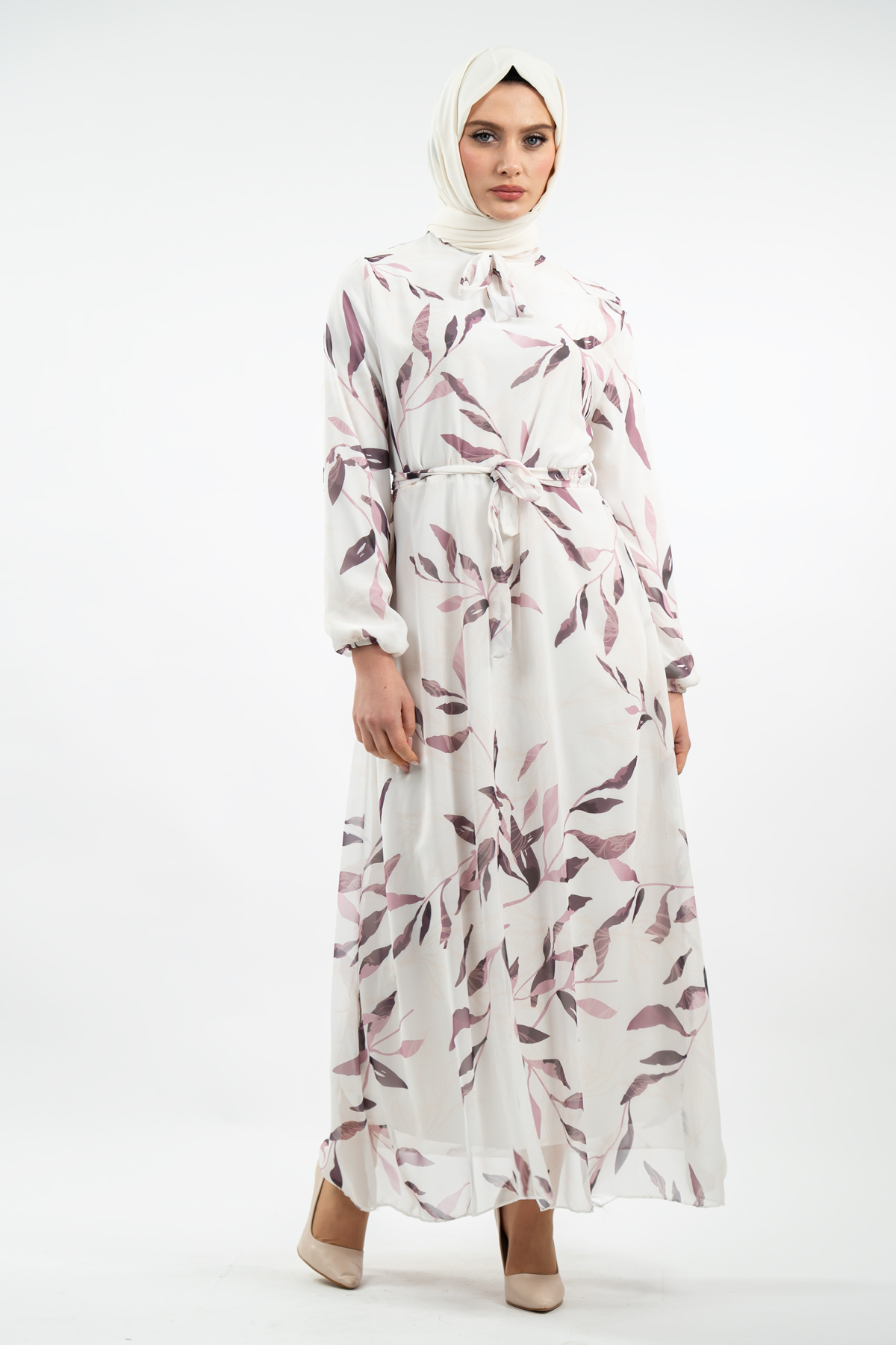New Season Floral Patterned Hijab Dress