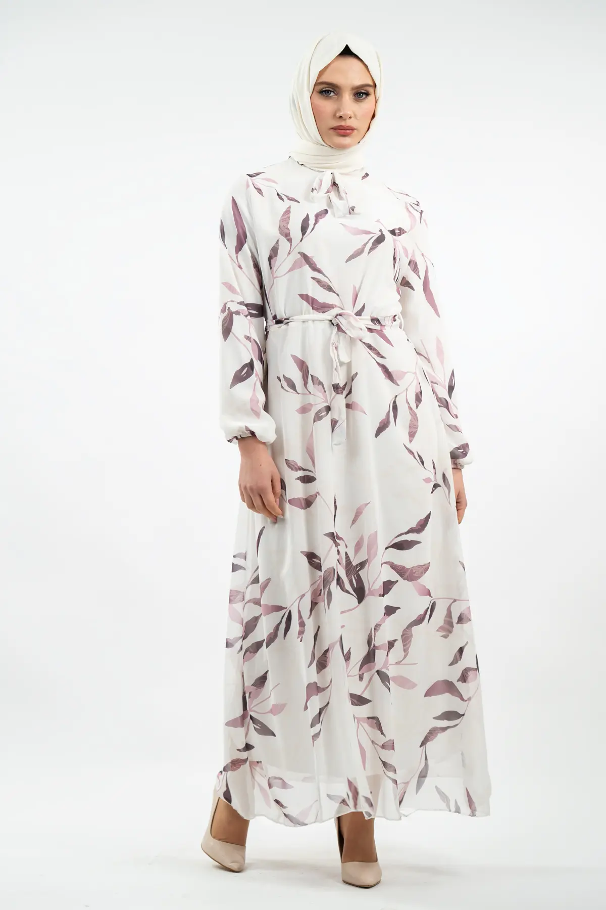 New Season Floral Patterned Hijab Dress