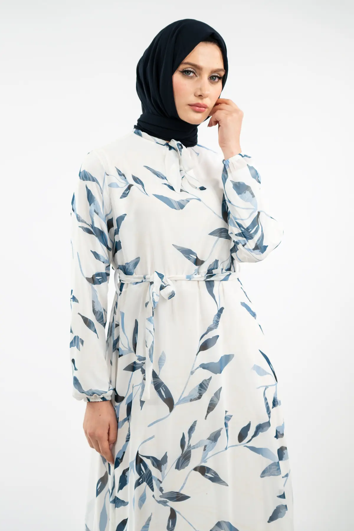 New Season Floral Patterned Hijab Dress-detail