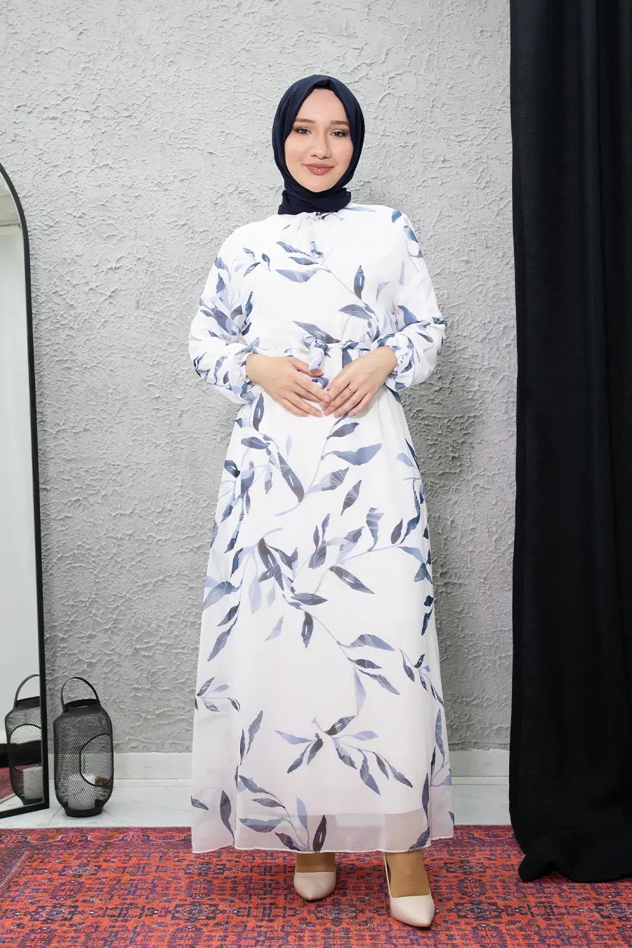 New Season Floral Patterned Hijab Dress