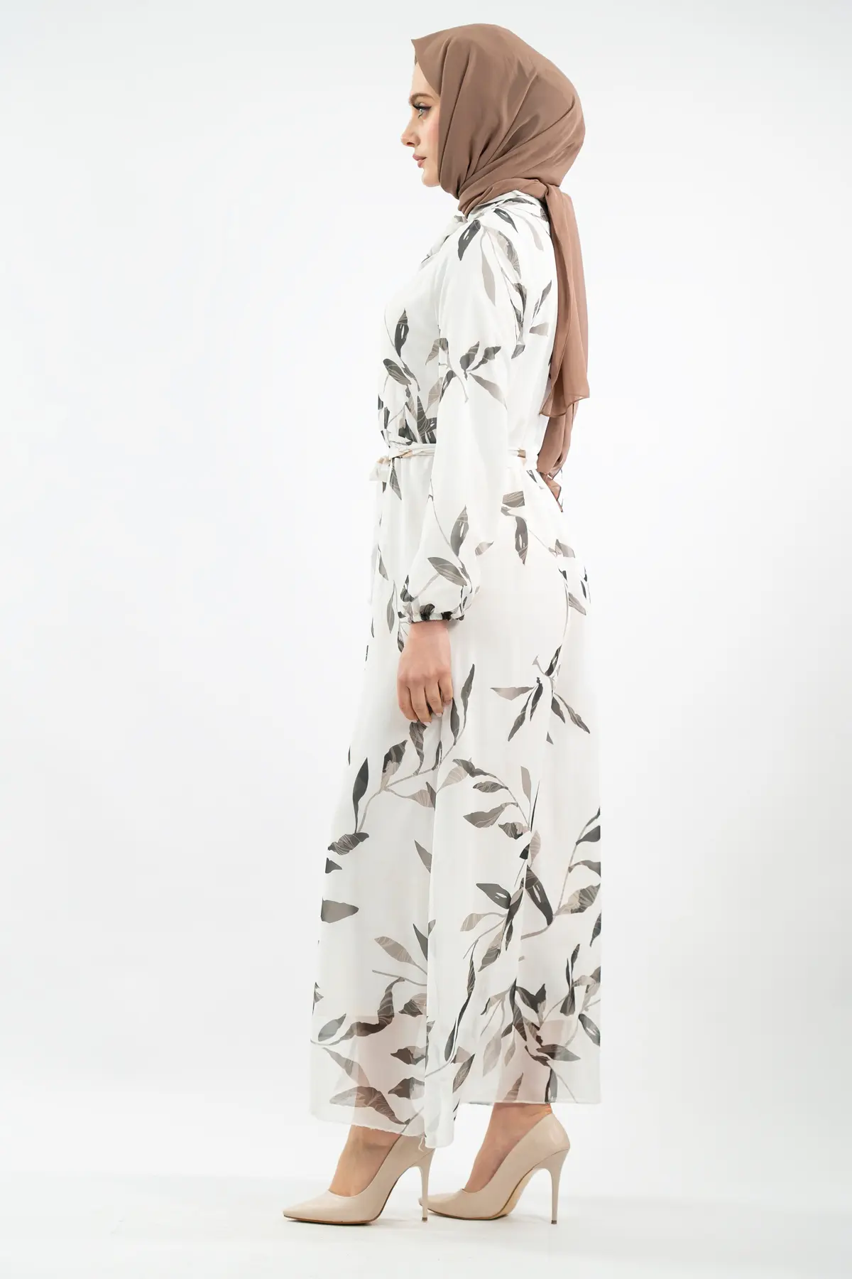 New Season Floral Patterned Hijab Dress-detail