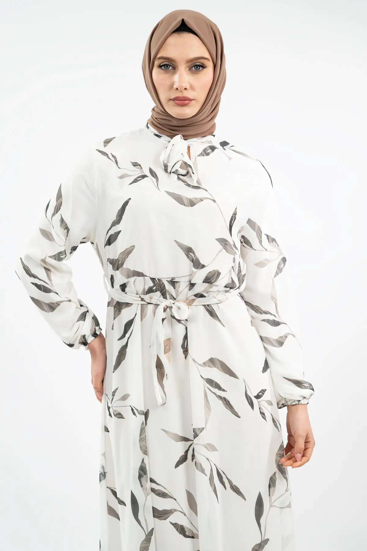 New Season Floral Patterned Hijab Dress-detail