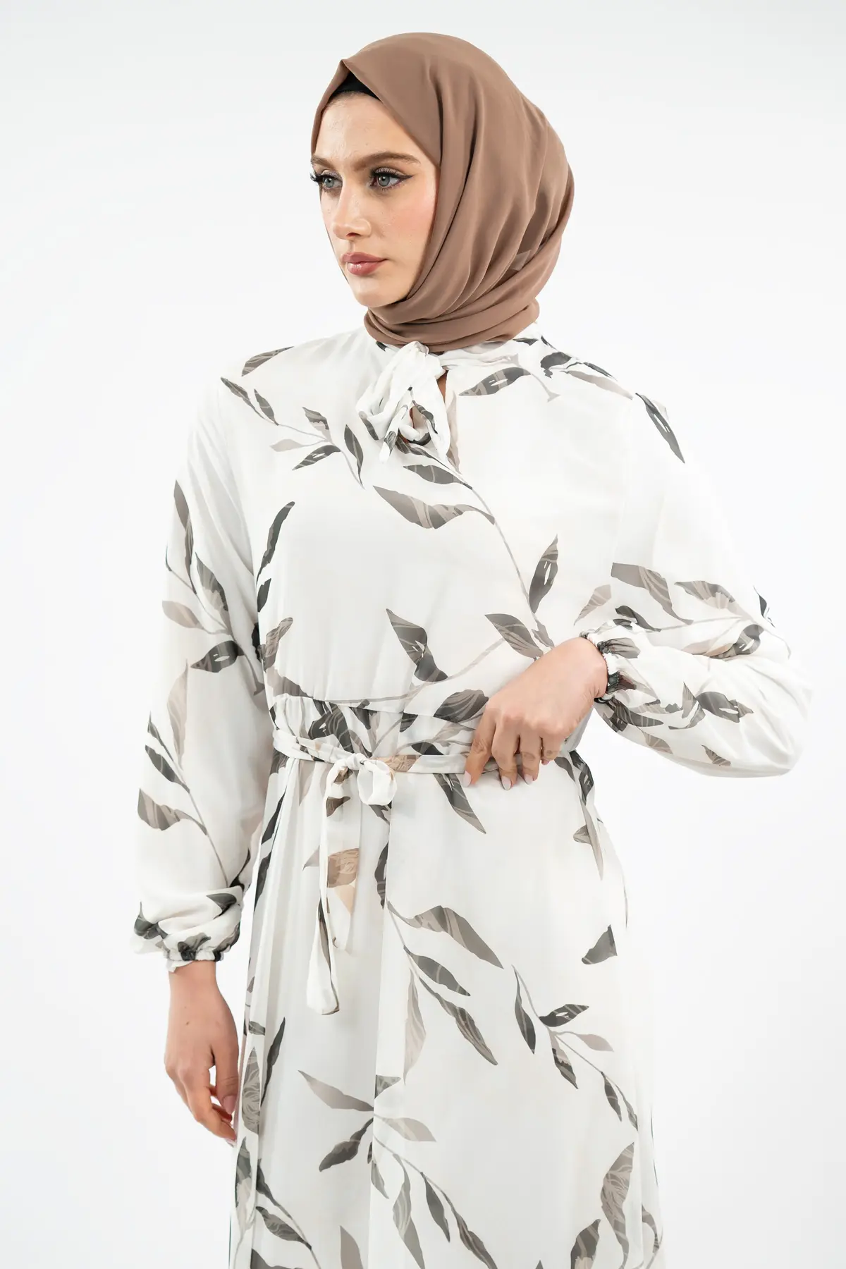 New Season Floral Patterned Hijab Dress-detail