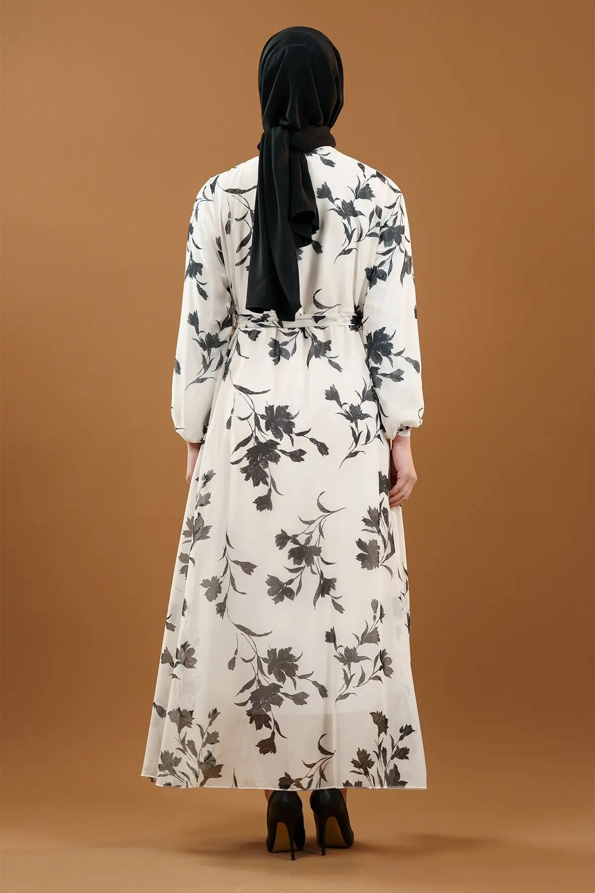 New Season Floral Patterned Hijab Dress-detail