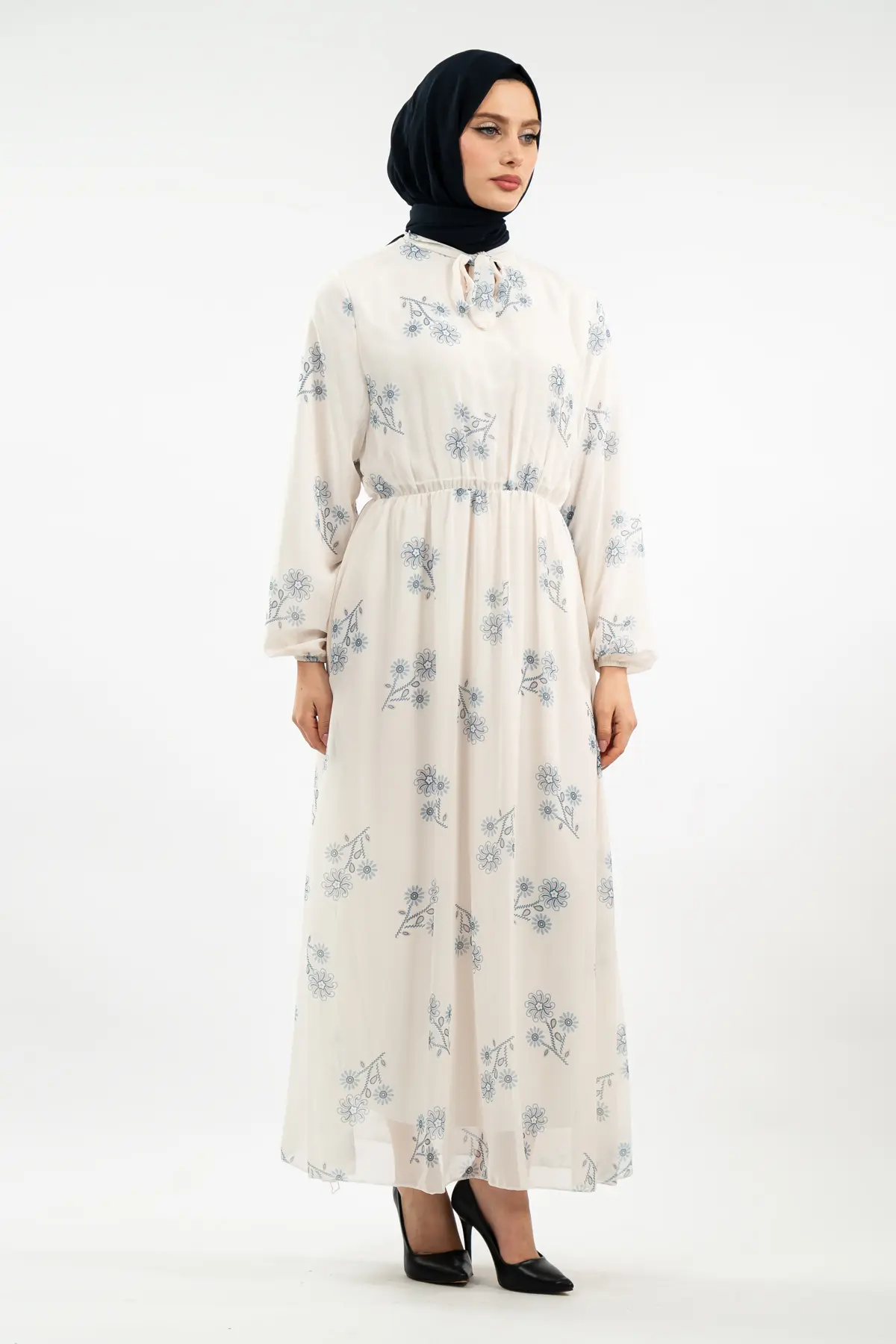 New Season Floral Patterned Hijab Dress