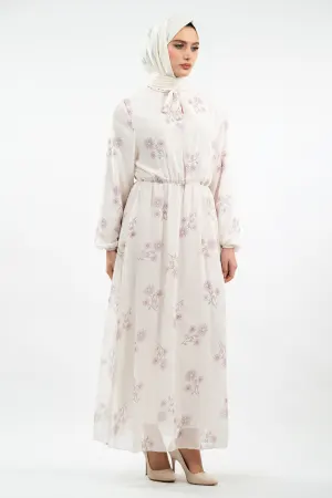New Season Floral Patterned Hijab Dress