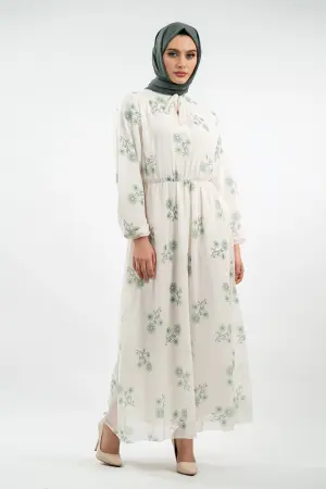 New Season Floral Patterned Hijab Dress
