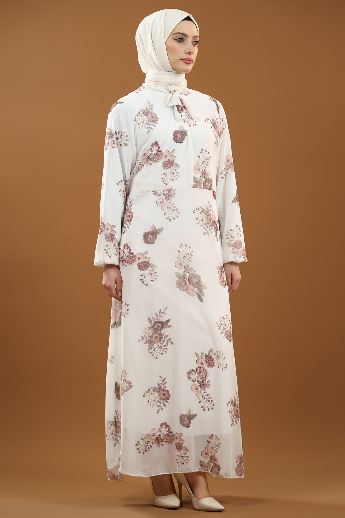 New Season Floral Patterned Hijab Dress