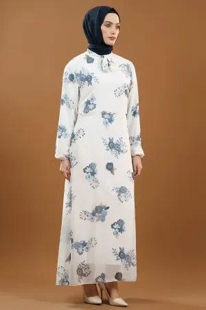 New Season Floral Patterned Hijab Dress