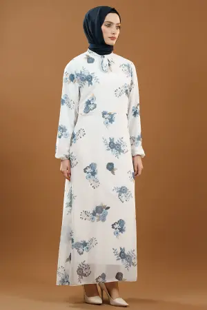 New Season Floral Patterned Hijab Dress