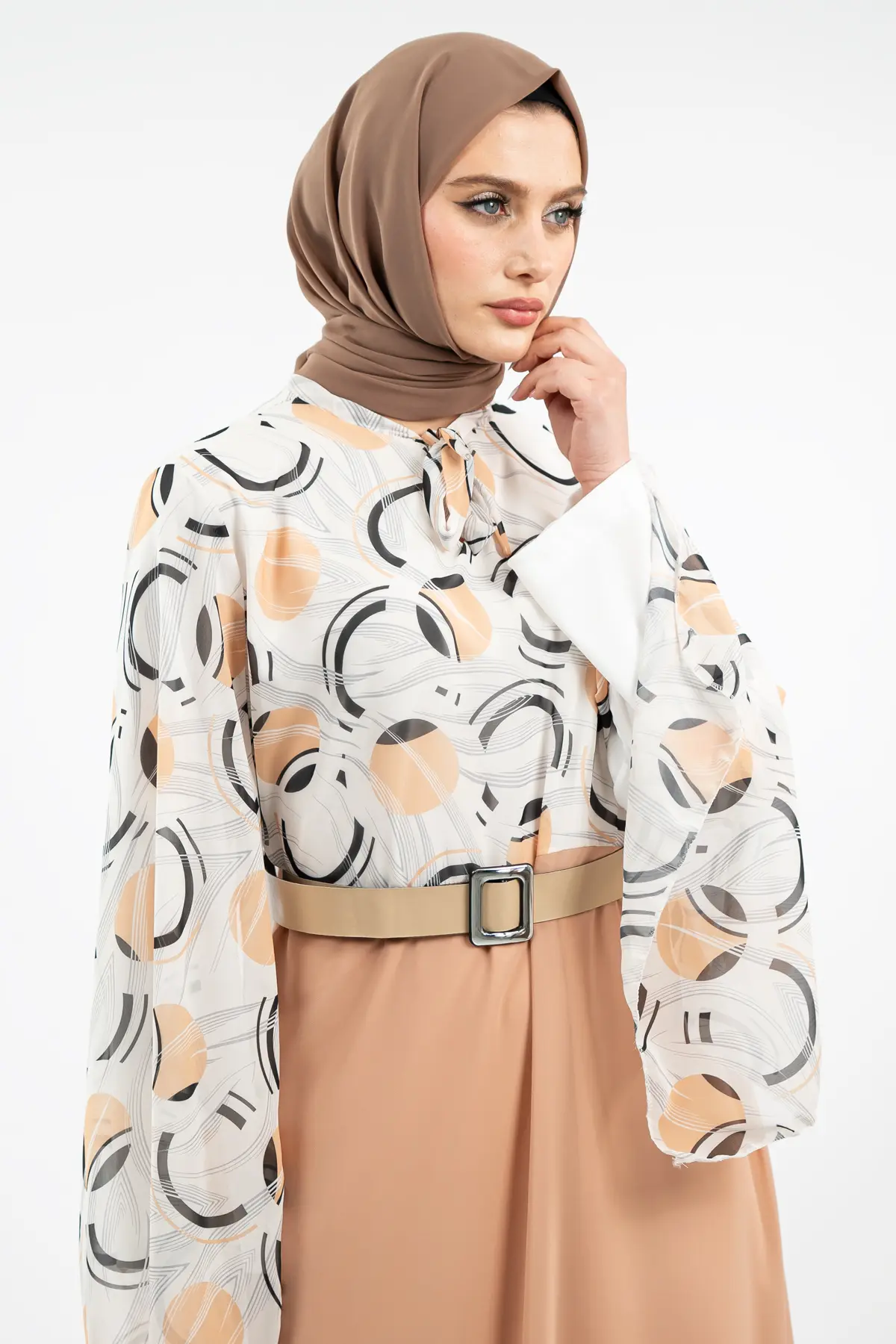 New Season Patterned Hijab Dress-detail