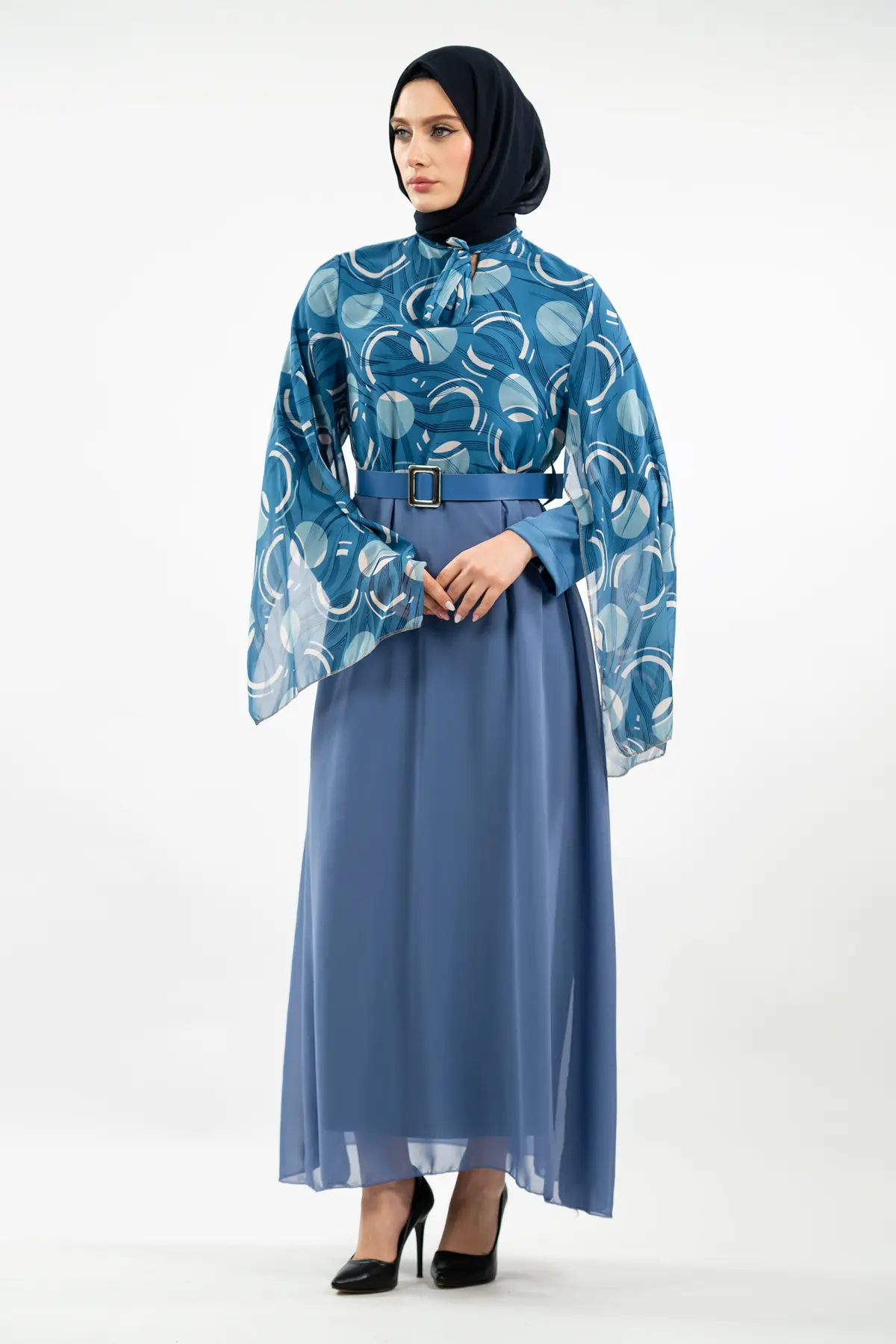 New Season Patterned Hijab Dress-detail