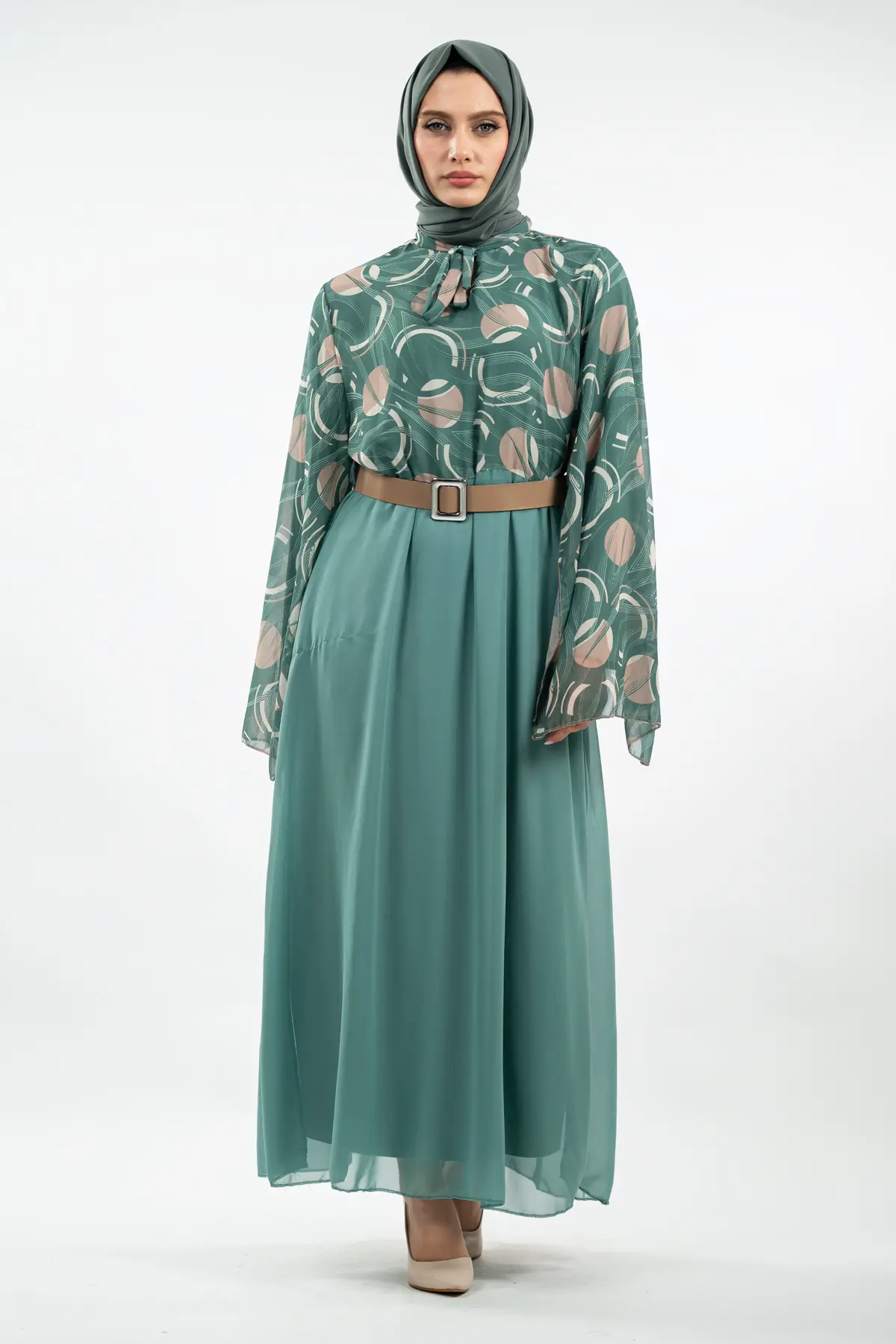 New Season Patterned Hijab Dress-detail