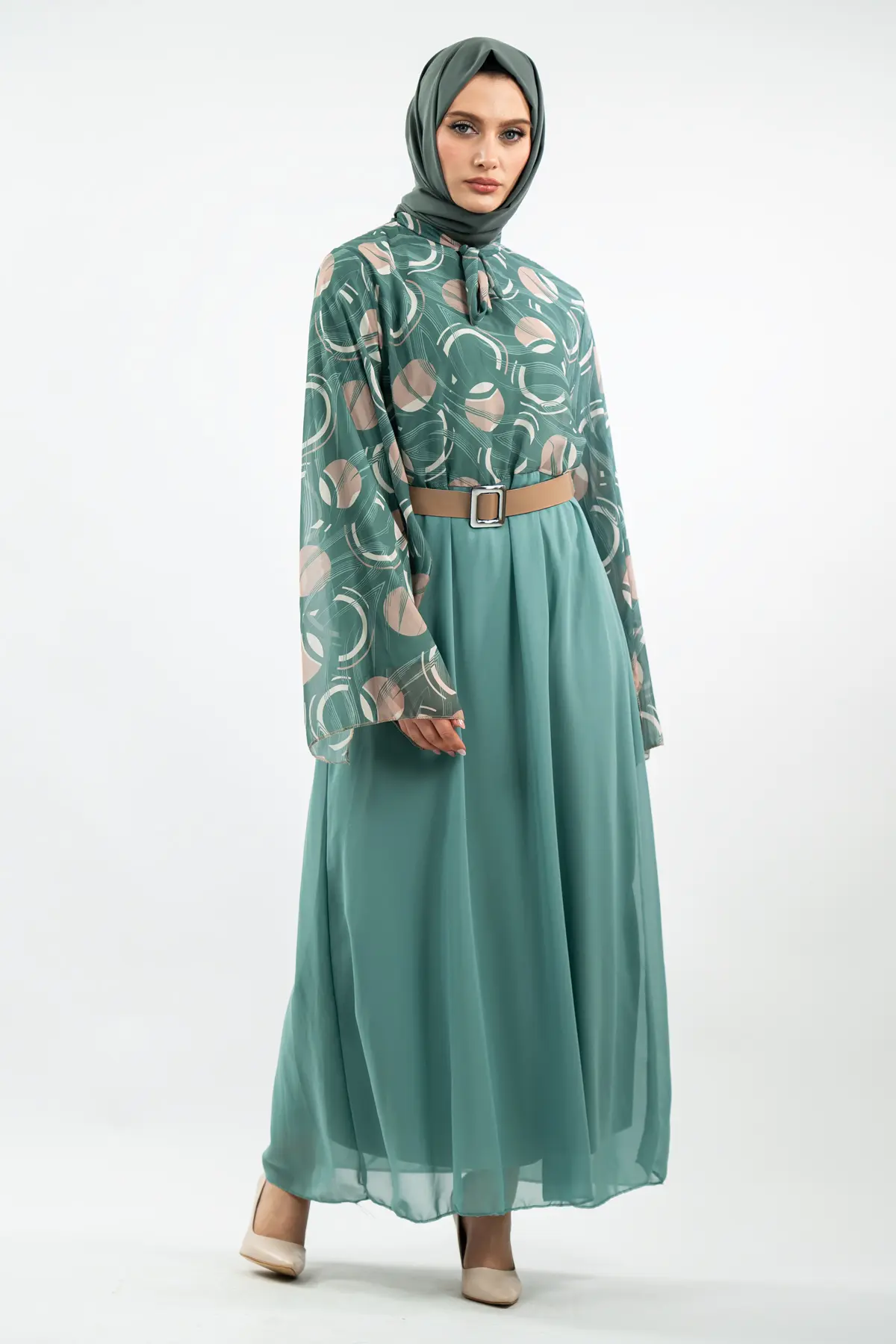 New Season Patterned Hijab Dress-detail