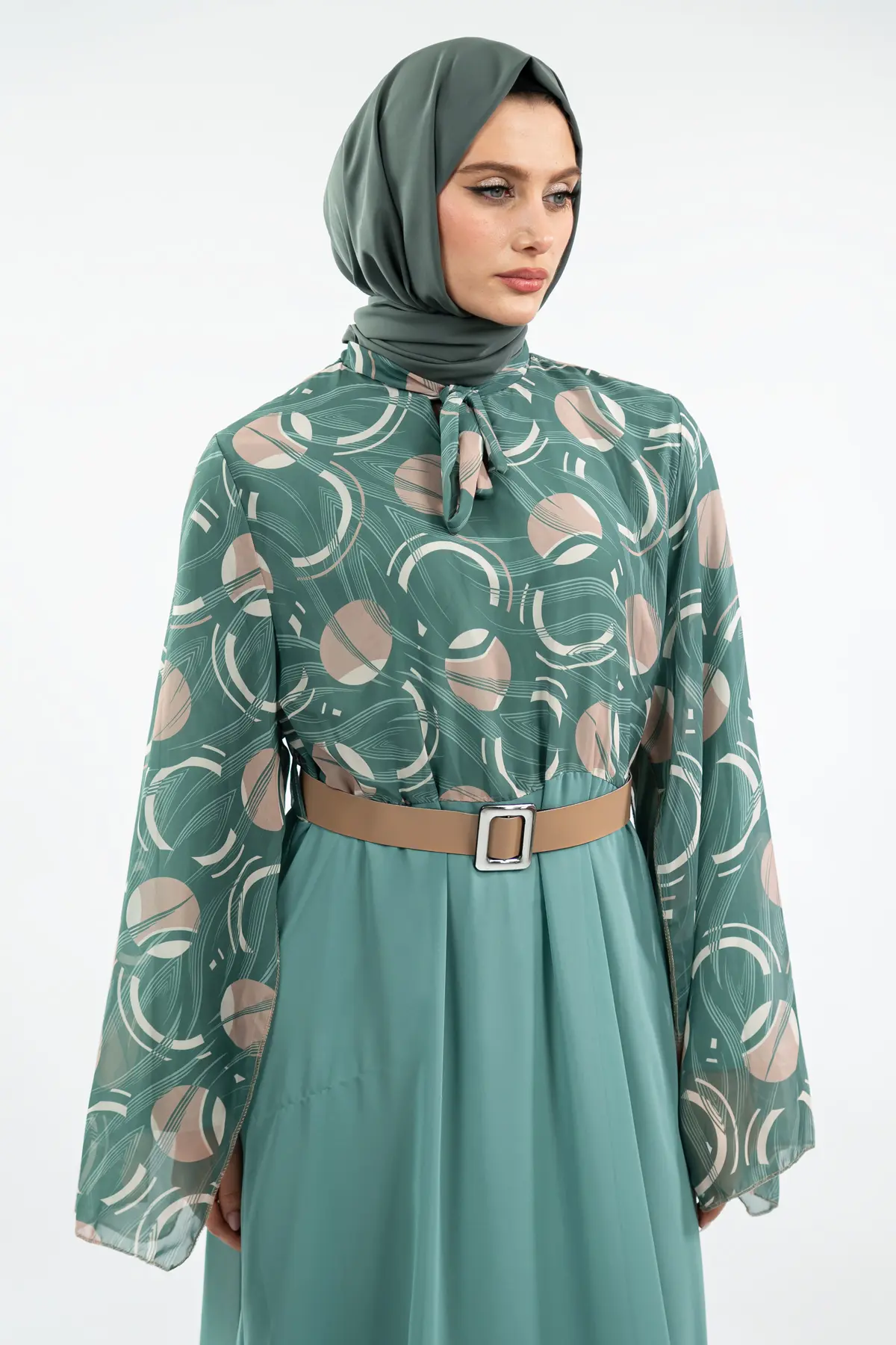 New Season Patterned Hijab Dress-detail