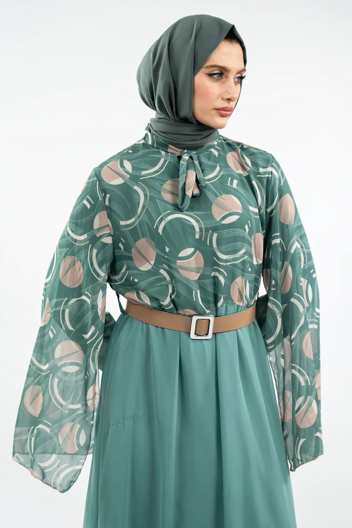 New Season Patterned Hijab Dress-detail