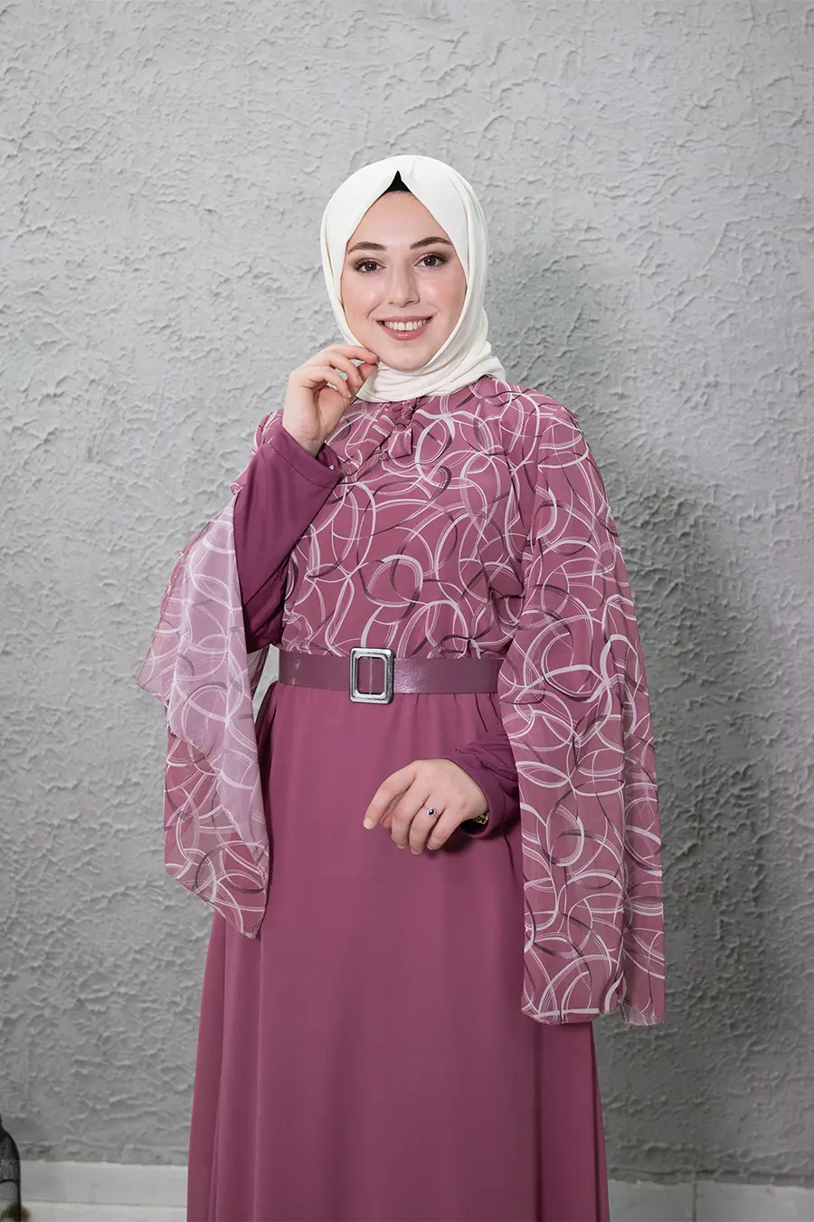 New Season Patterned Hijab Dress-detail