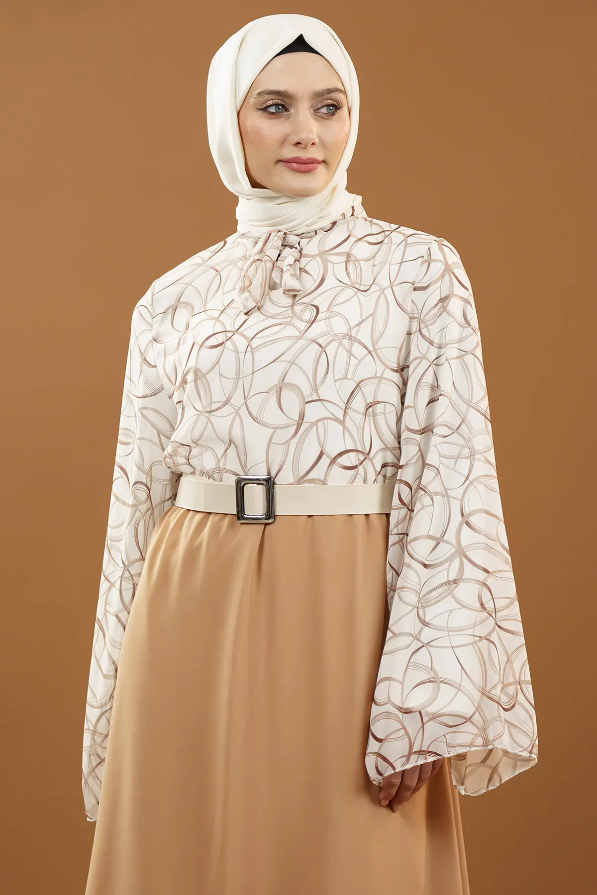 New Season Patterned Hijab Dress-detail