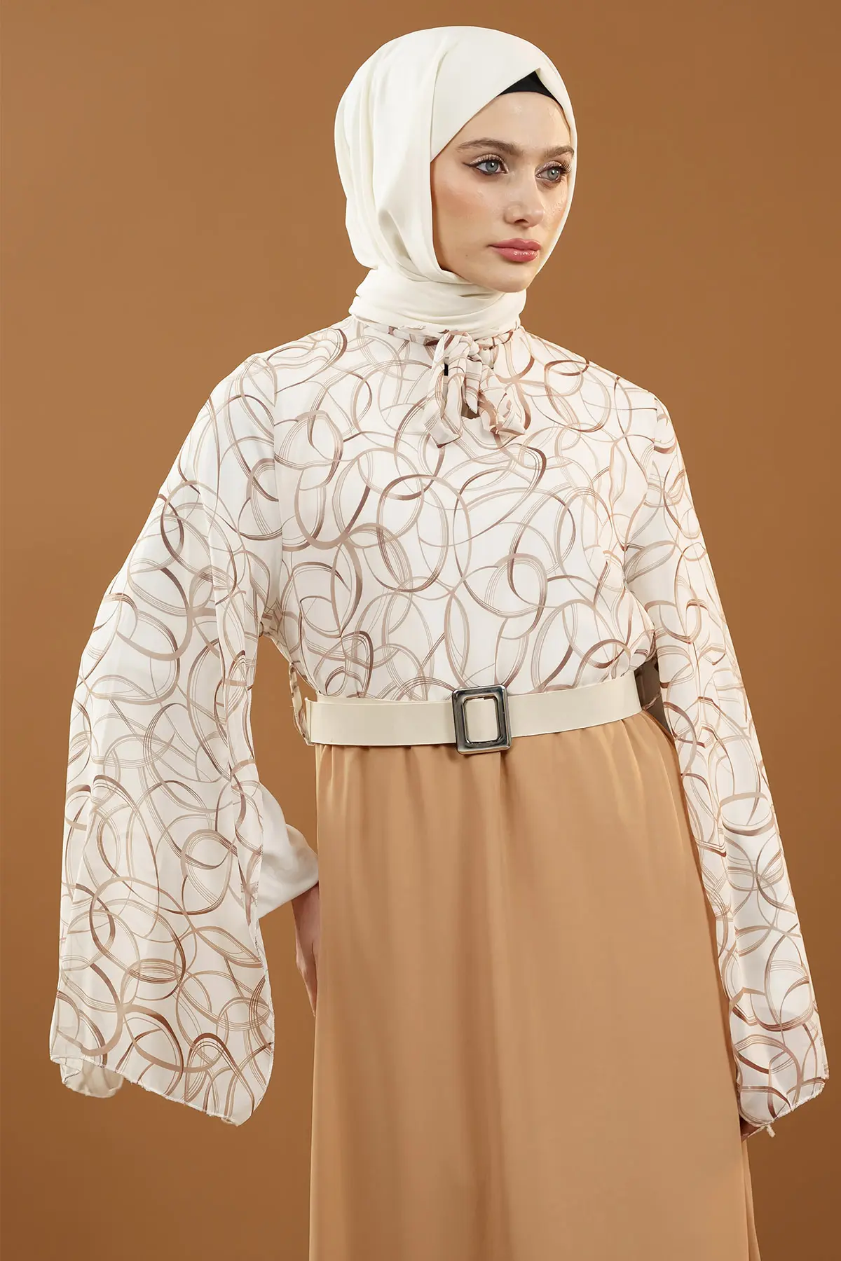 New Season Patterned Hijab Dress-detail