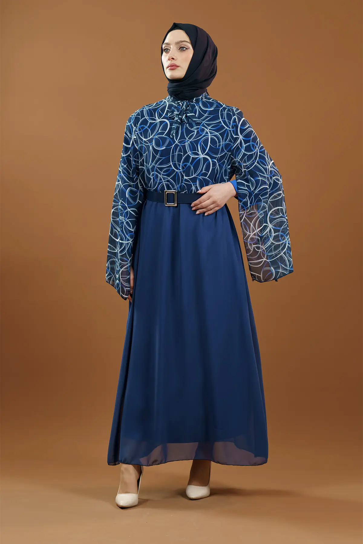 New Season Patterned Hijab Dress-detail