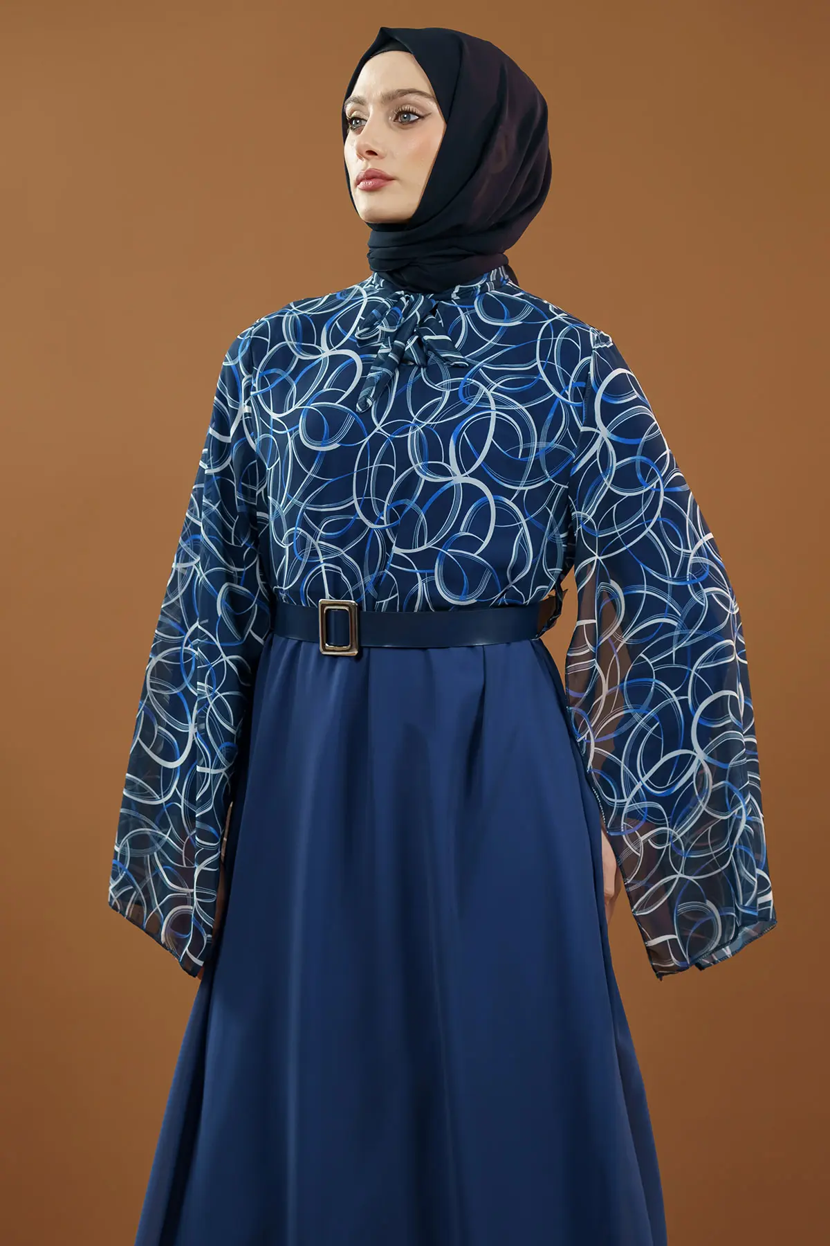 New Season Patterned Hijab Dress-detail