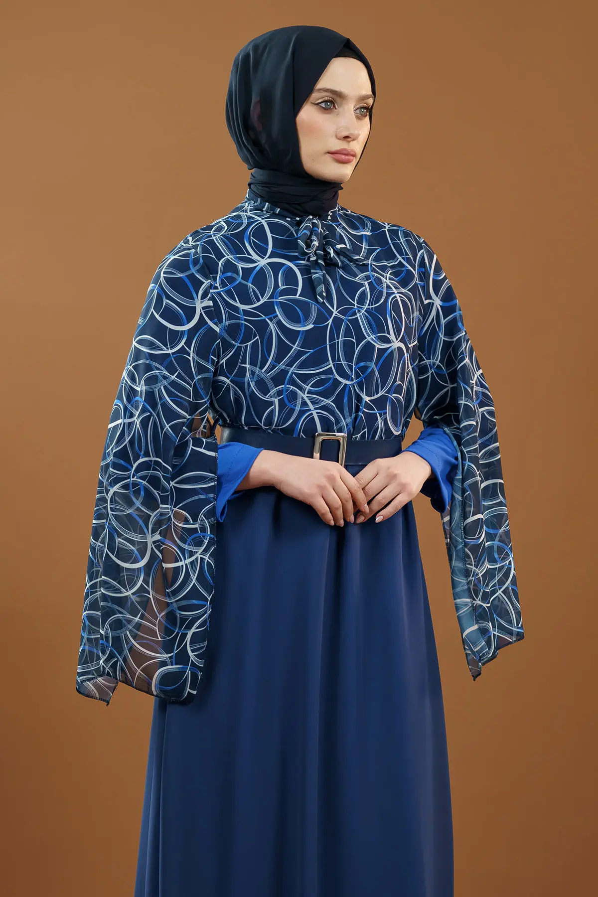 New Season Patterned Hijab Dress-detail