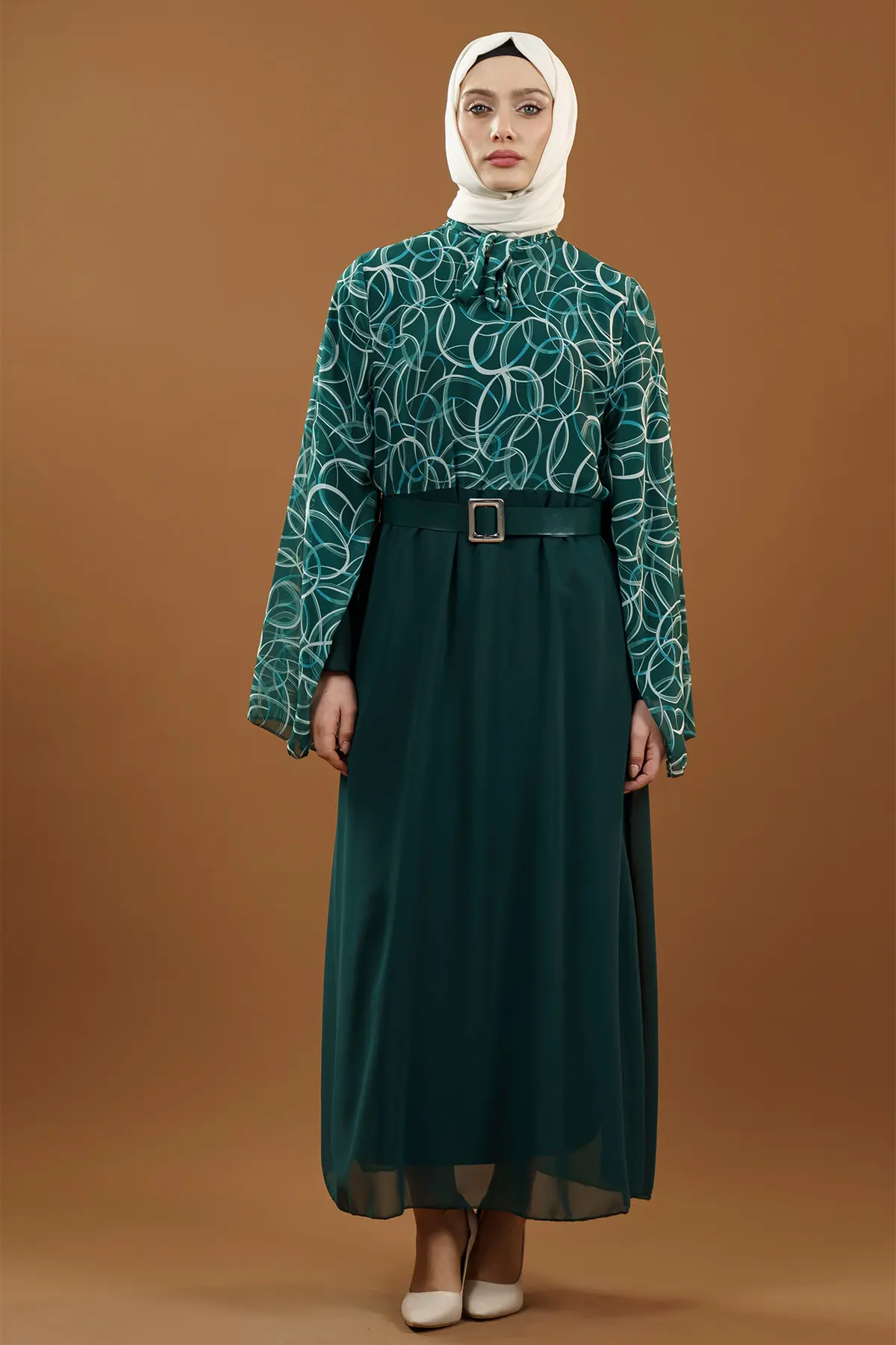 New Season Patterned Hijab Dress-detail