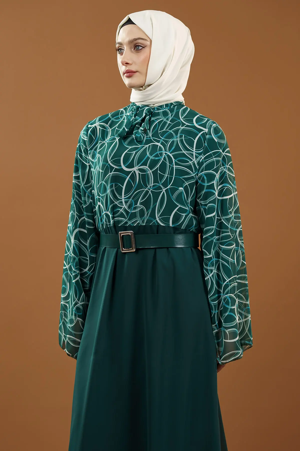 New Season Patterned Hijab Dress-detail