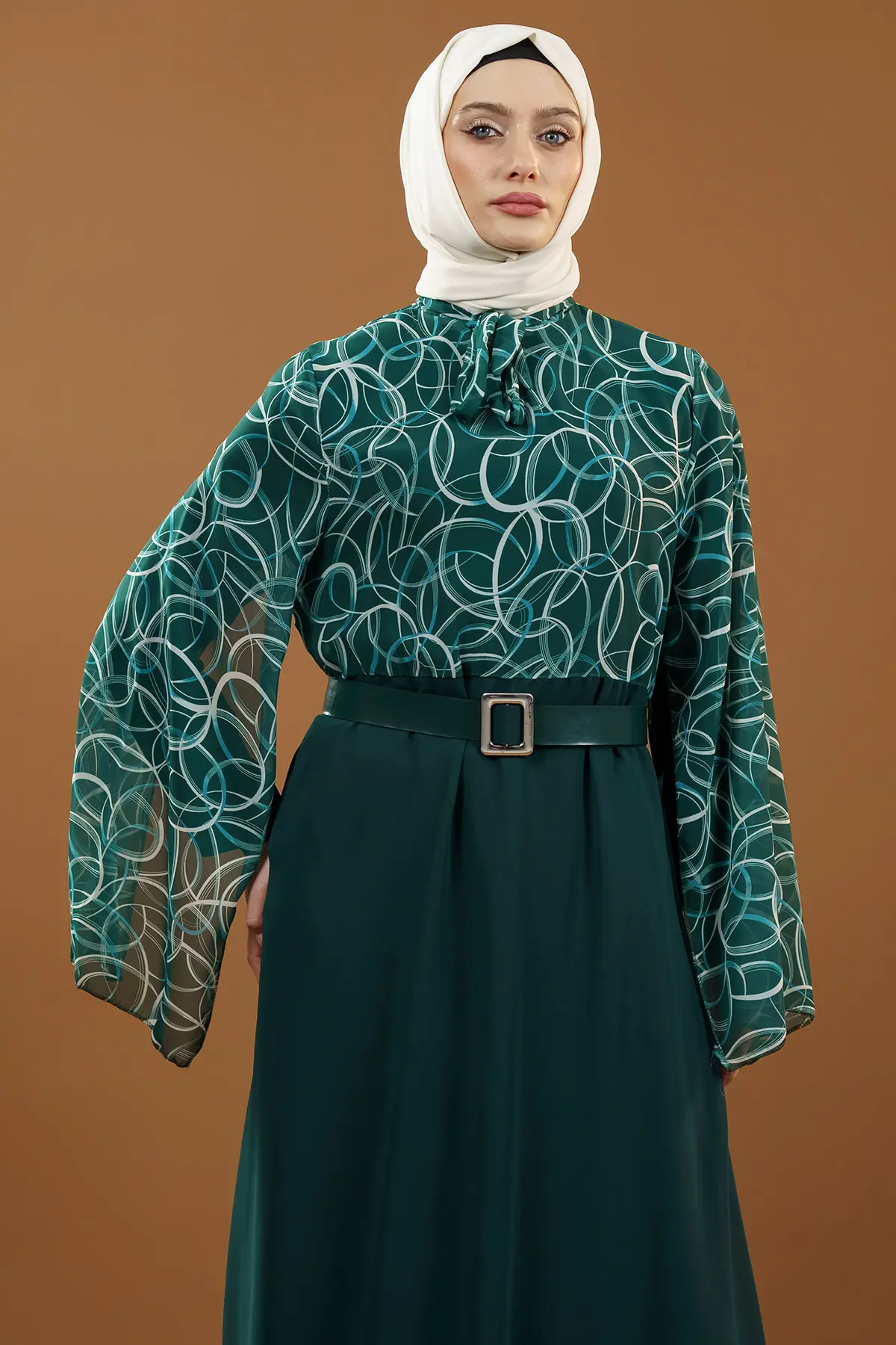 New Season Patterned Hijab Dress-detail
