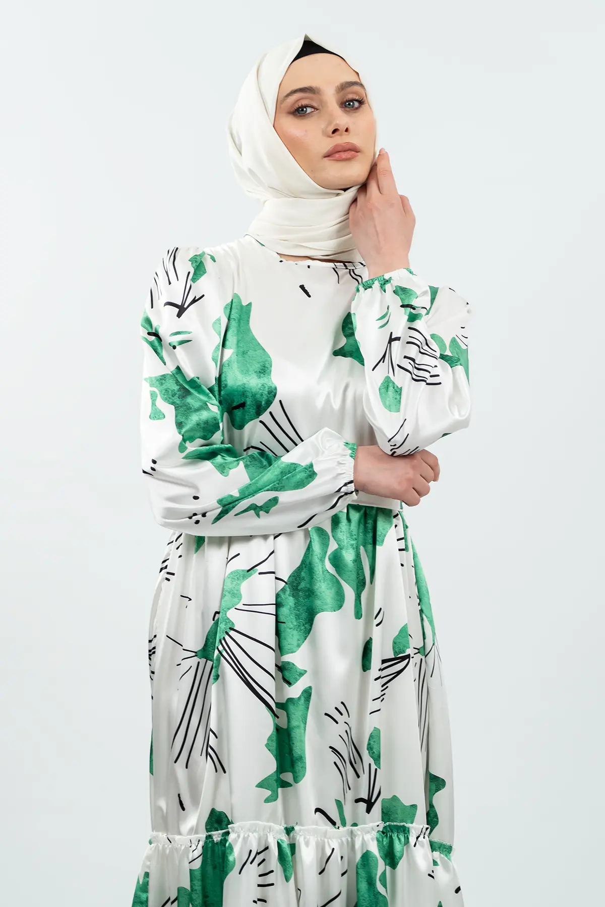 New Season Satin Hijab Dress-detail