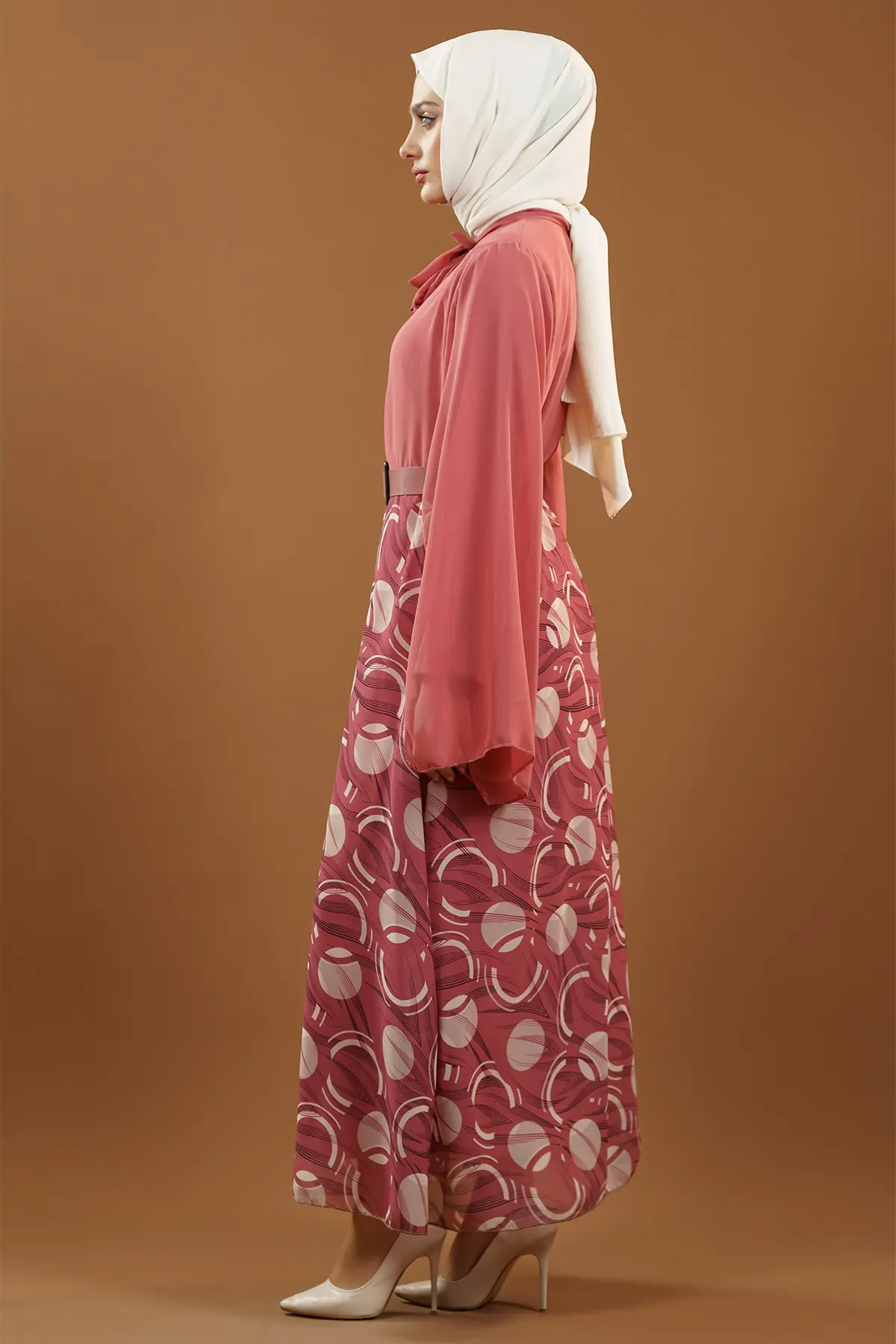 New Season Skirt Patterned Hijab Dress-detail