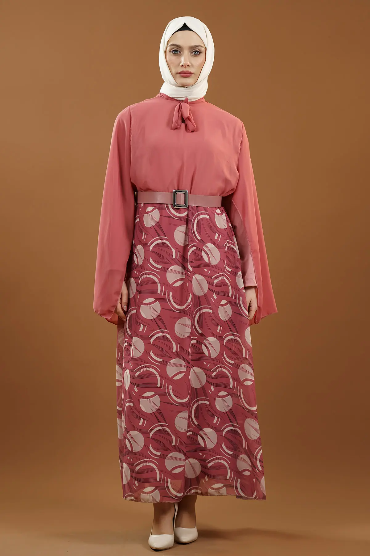 New Season Skirt Patterned Hijab Dress-detail