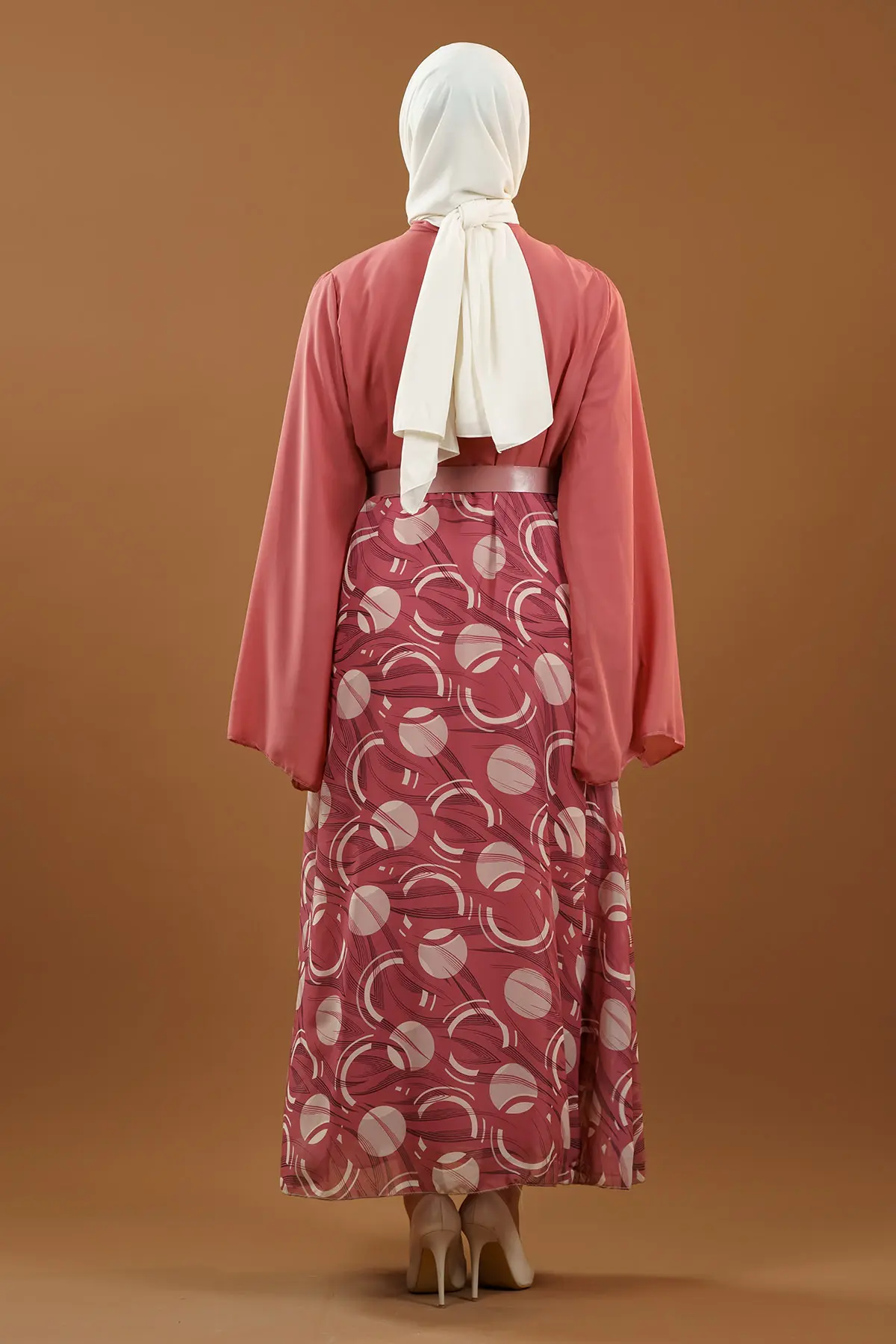 New Season Skirt Patterned Hijab Dress-detail