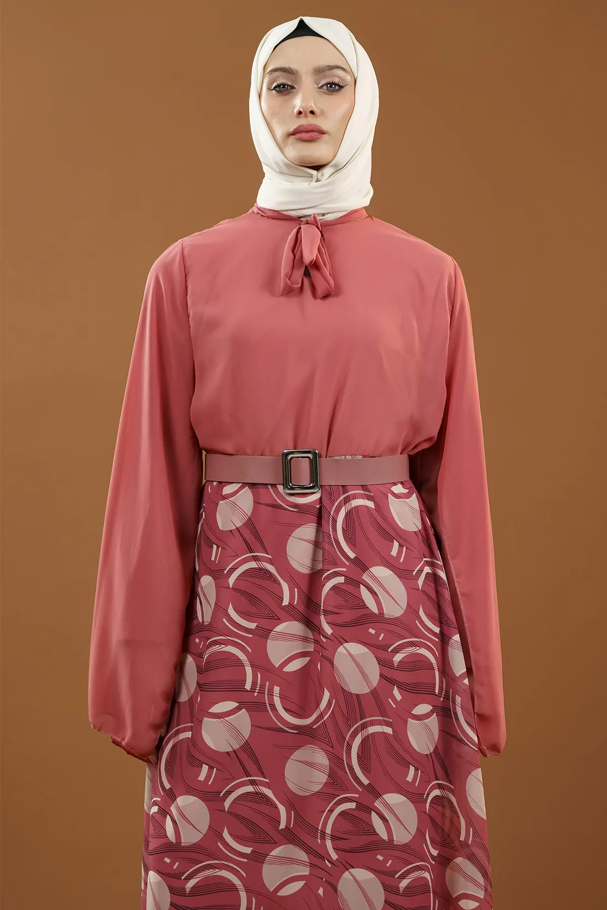 New Season Skirt Patterned Hijab Dress-detail