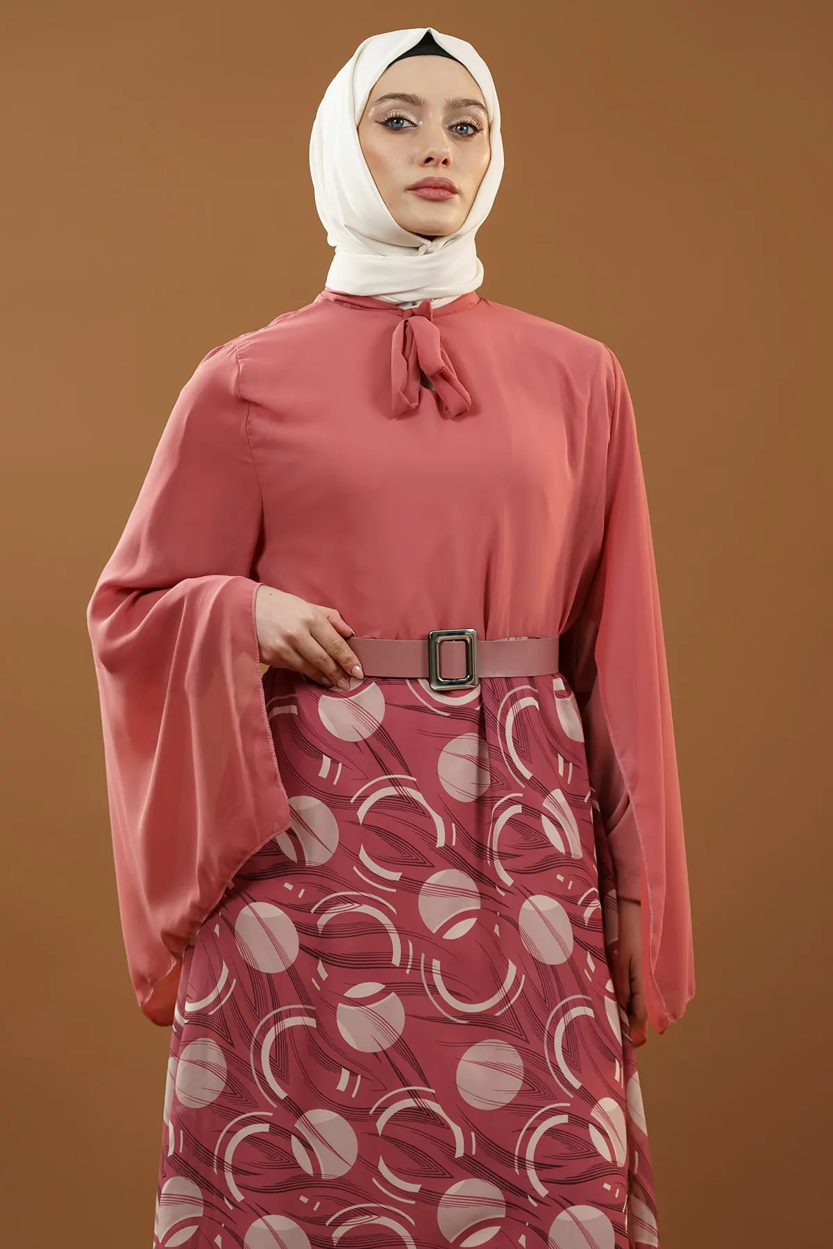 New Season Skirt Patterned Hijab Dress-detail