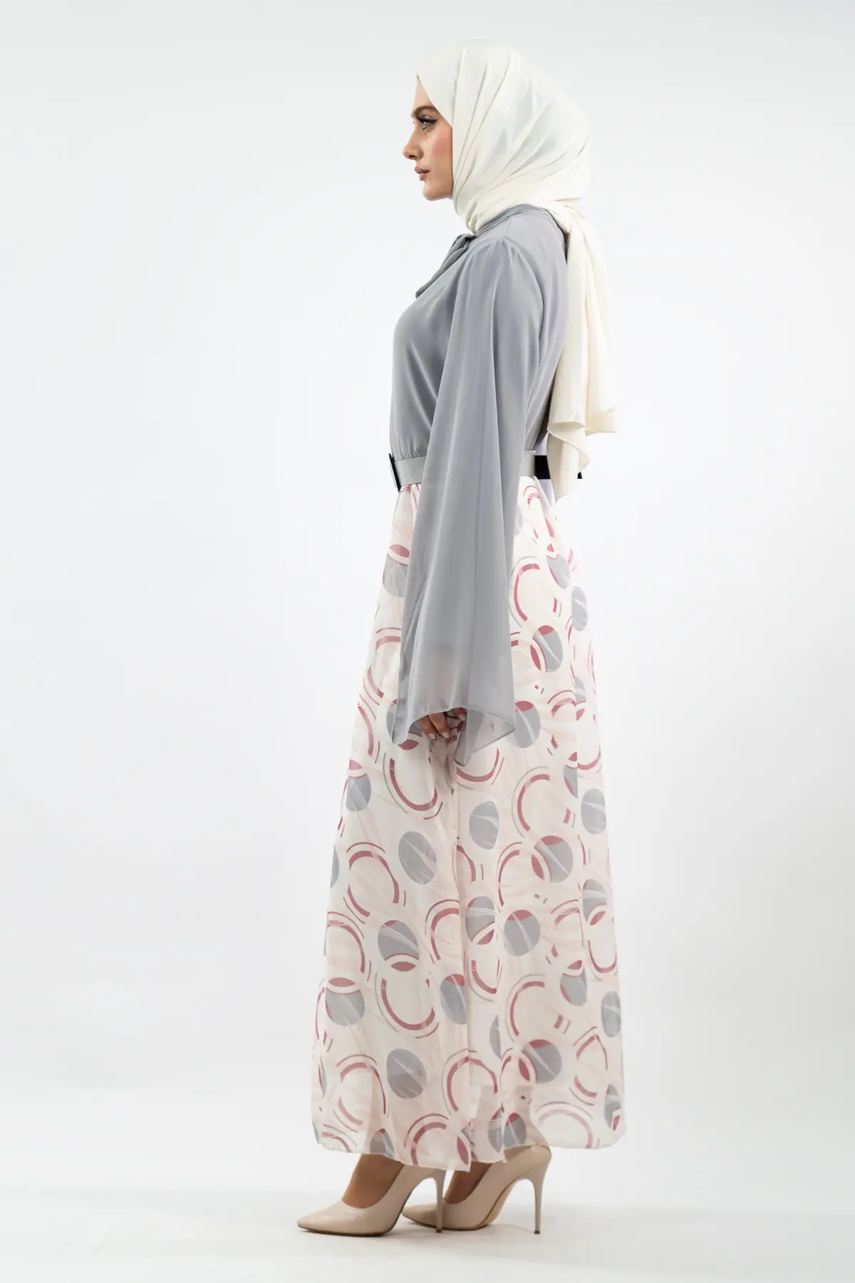 New Season Skirt Patterned Hijab Dress-detail