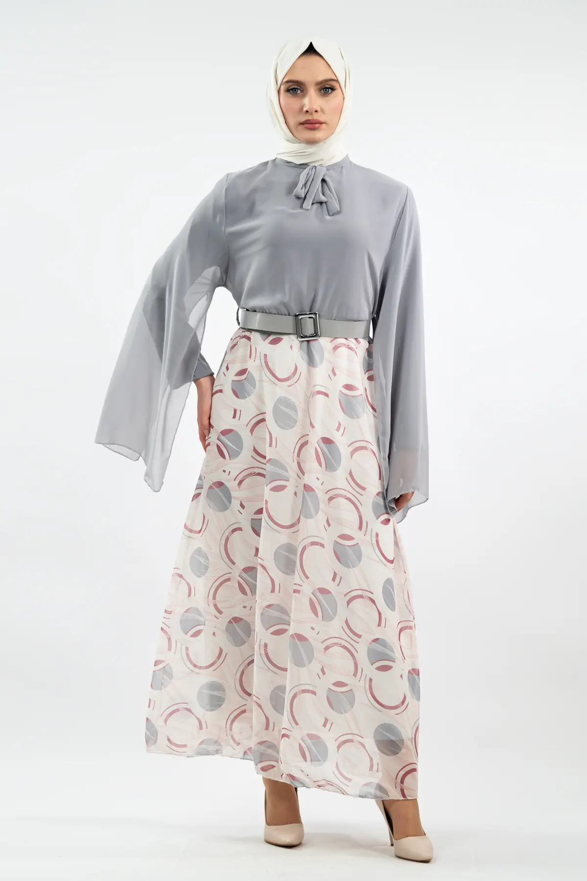New Season Skirt Patterned Hijab Dress-detail