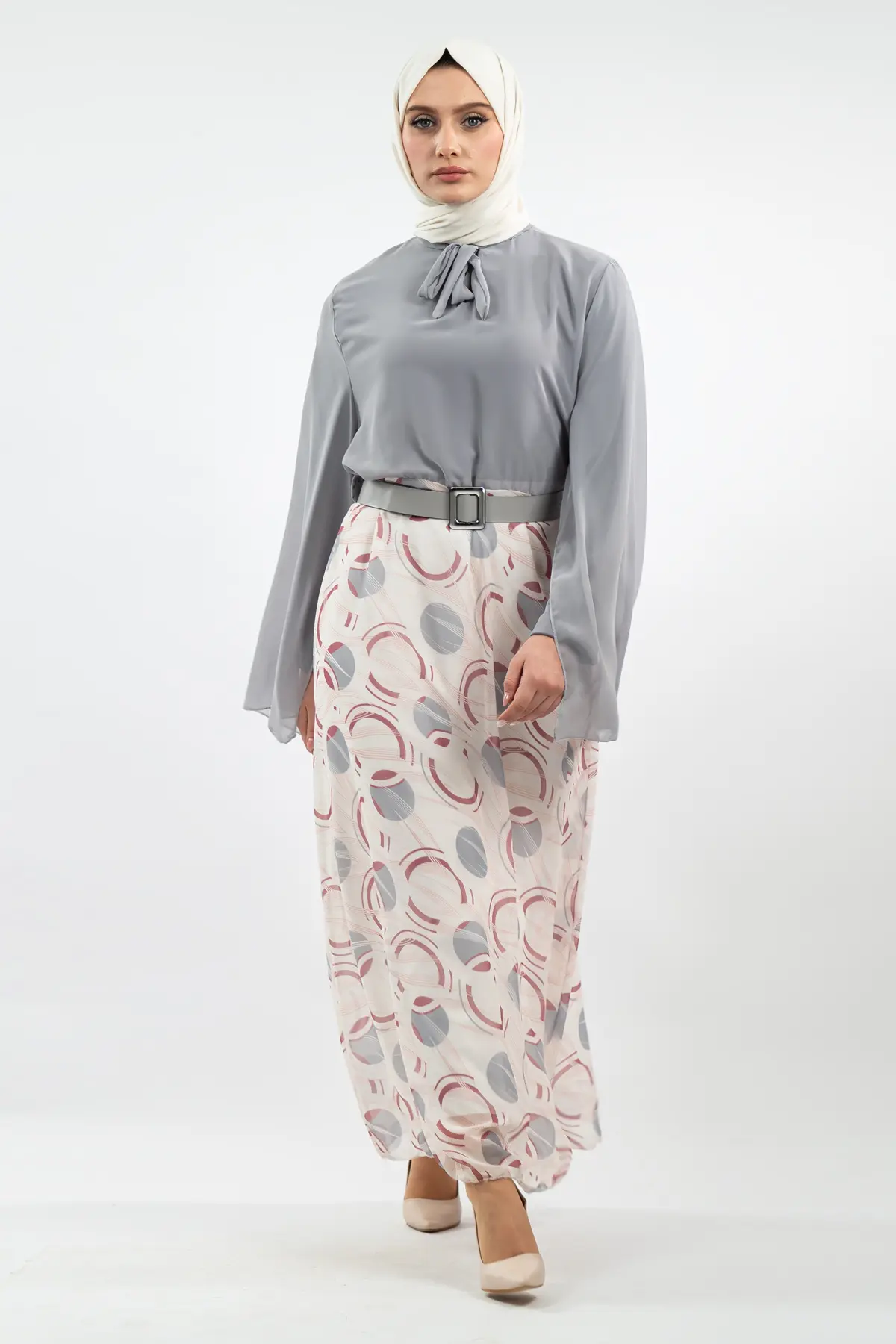New Season Skirt Patterned Hijab Dress-detail